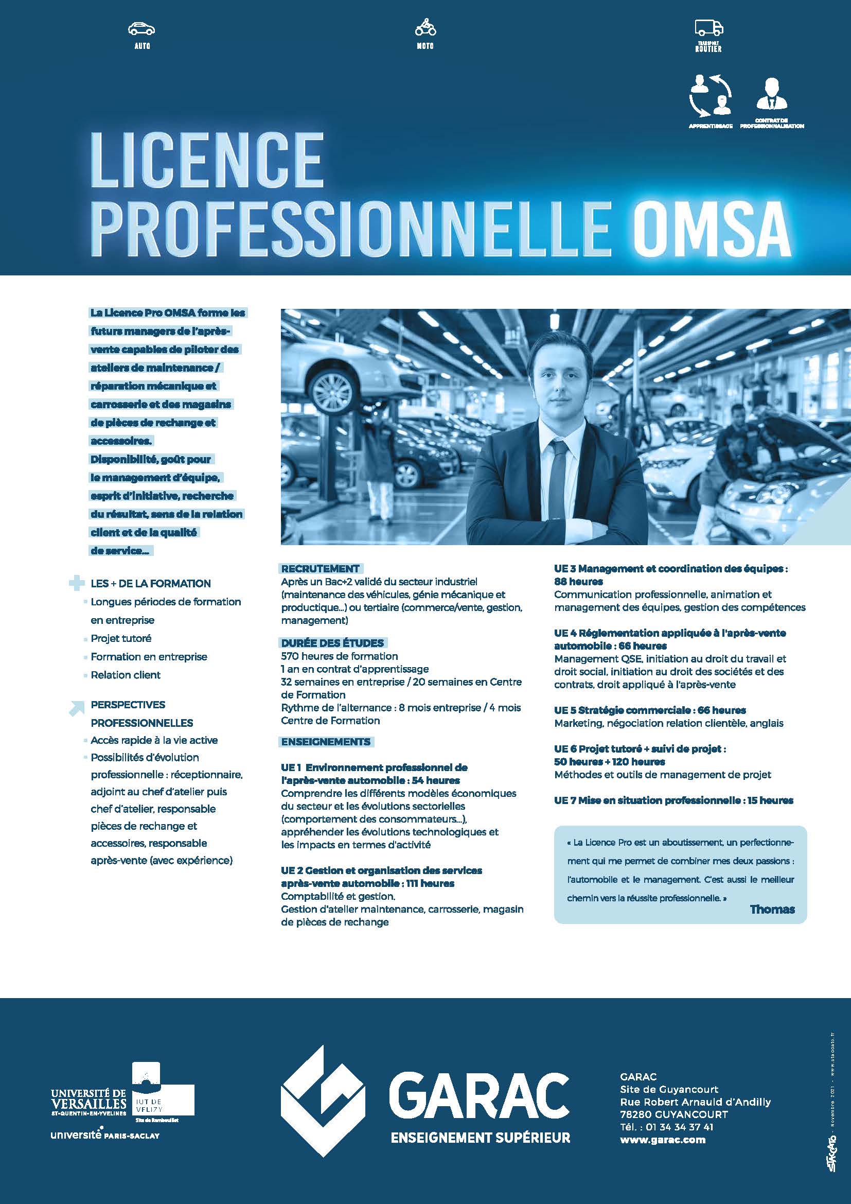 Licence pro OMSA Organisation et Management des Services de l